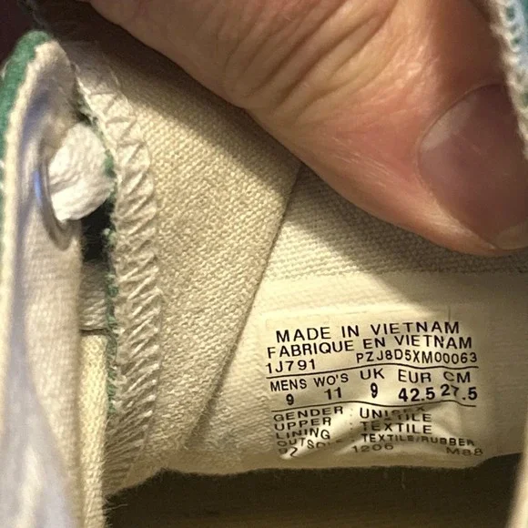 Green High Top Converse Chuck Taylor Sneakers Size Men's 9 Womens 11 VERY CLEAN - Picture 10 of 10
